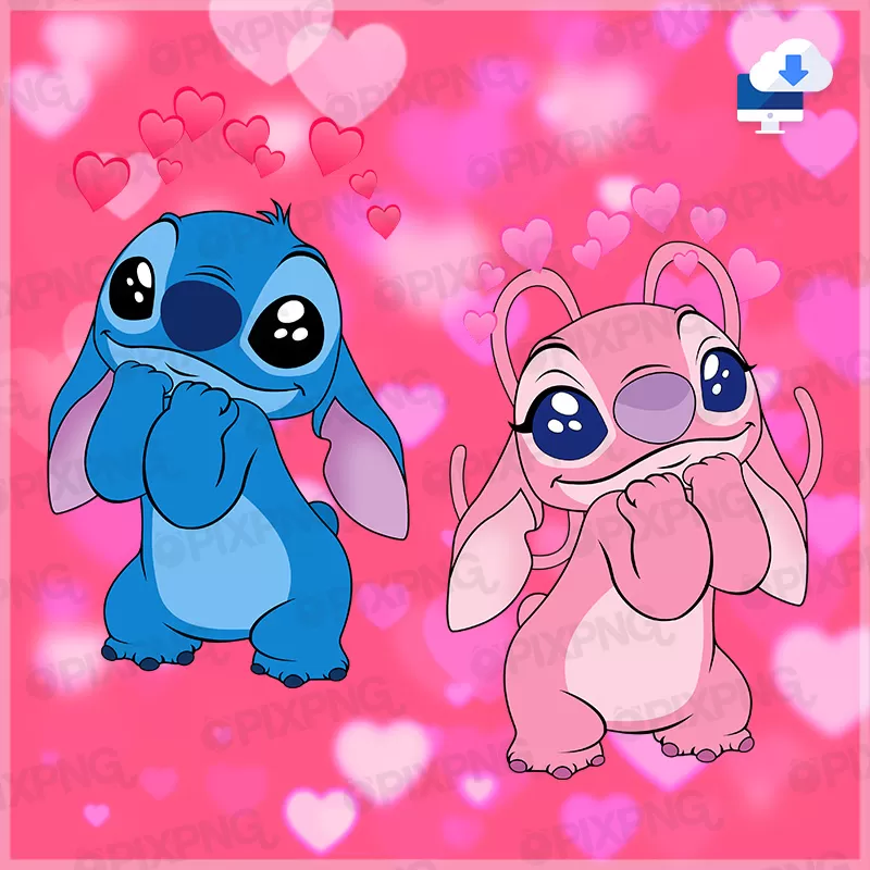 Stitch e Angel Love Cute Pixpng