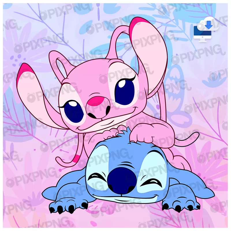 Stitch Azul e Angel Rosa Pixpng Mod1