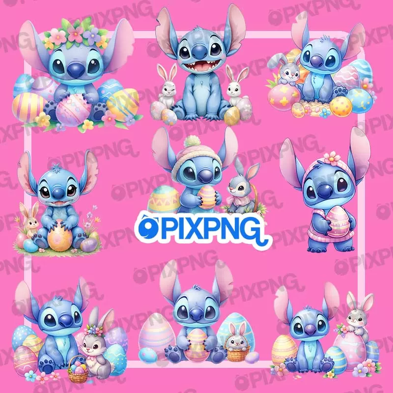 Stitch Páscoa Aquarela Pixpng