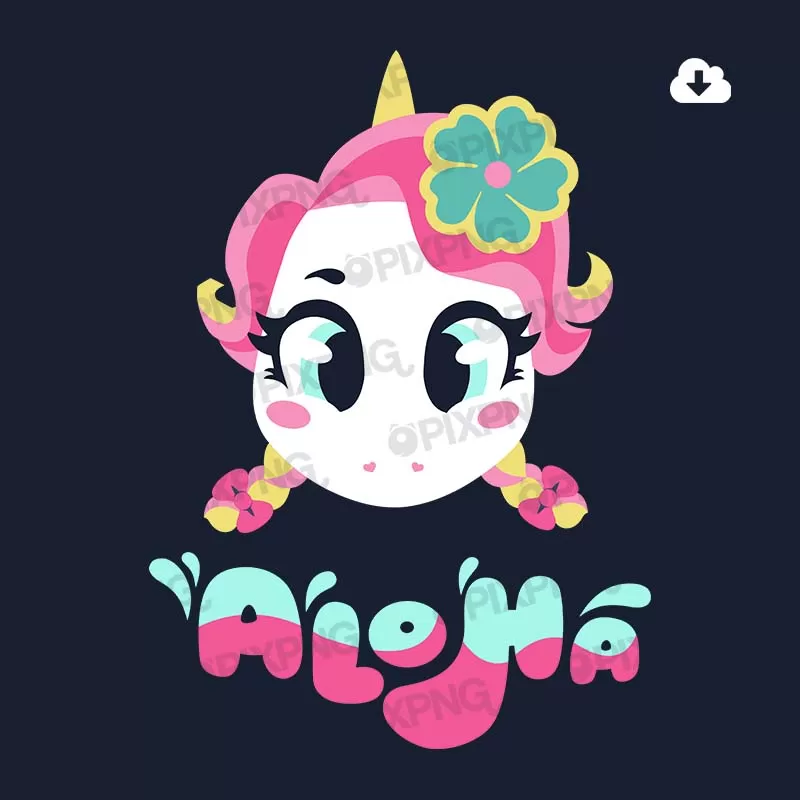 Unicórnio Kawaii Aloha Pixpng