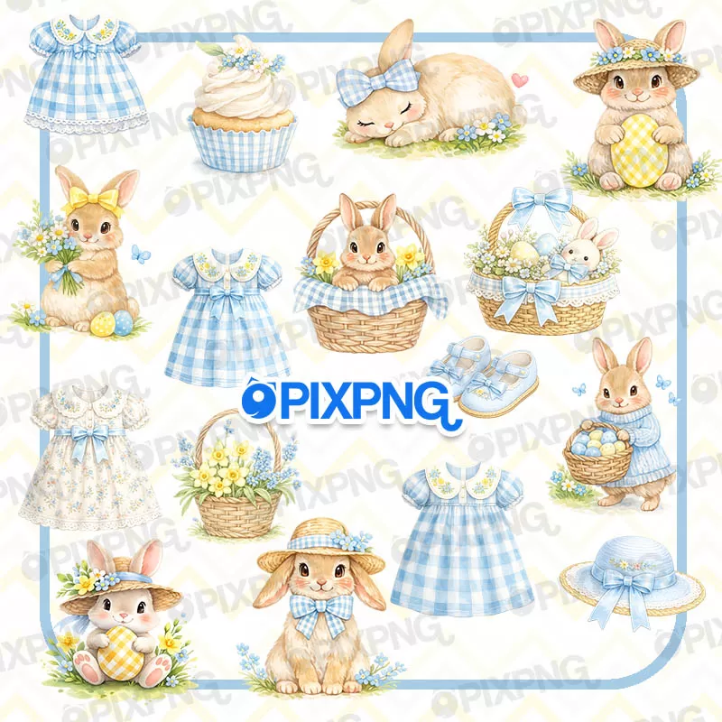 Coelhinho Azul Páscoa PixPng