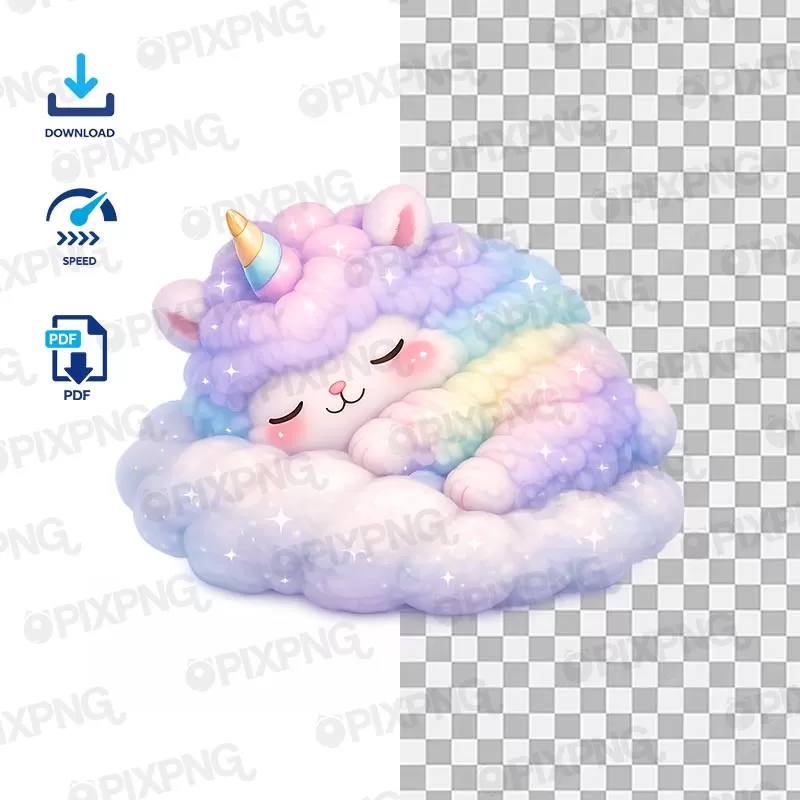  Lhama Unicórnio Sonhadora PNG Avulso