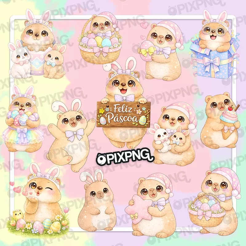 Capivara de Páscoa Cute Imagens PNG